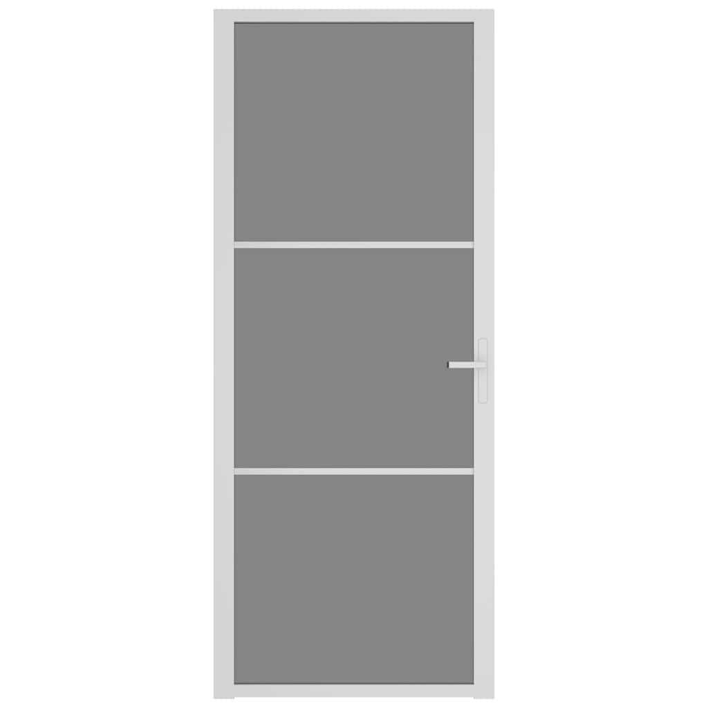 vidaXL Drzwi wewnętrzne, 83x201,5 cm, białe, szkło ESG i aluminium