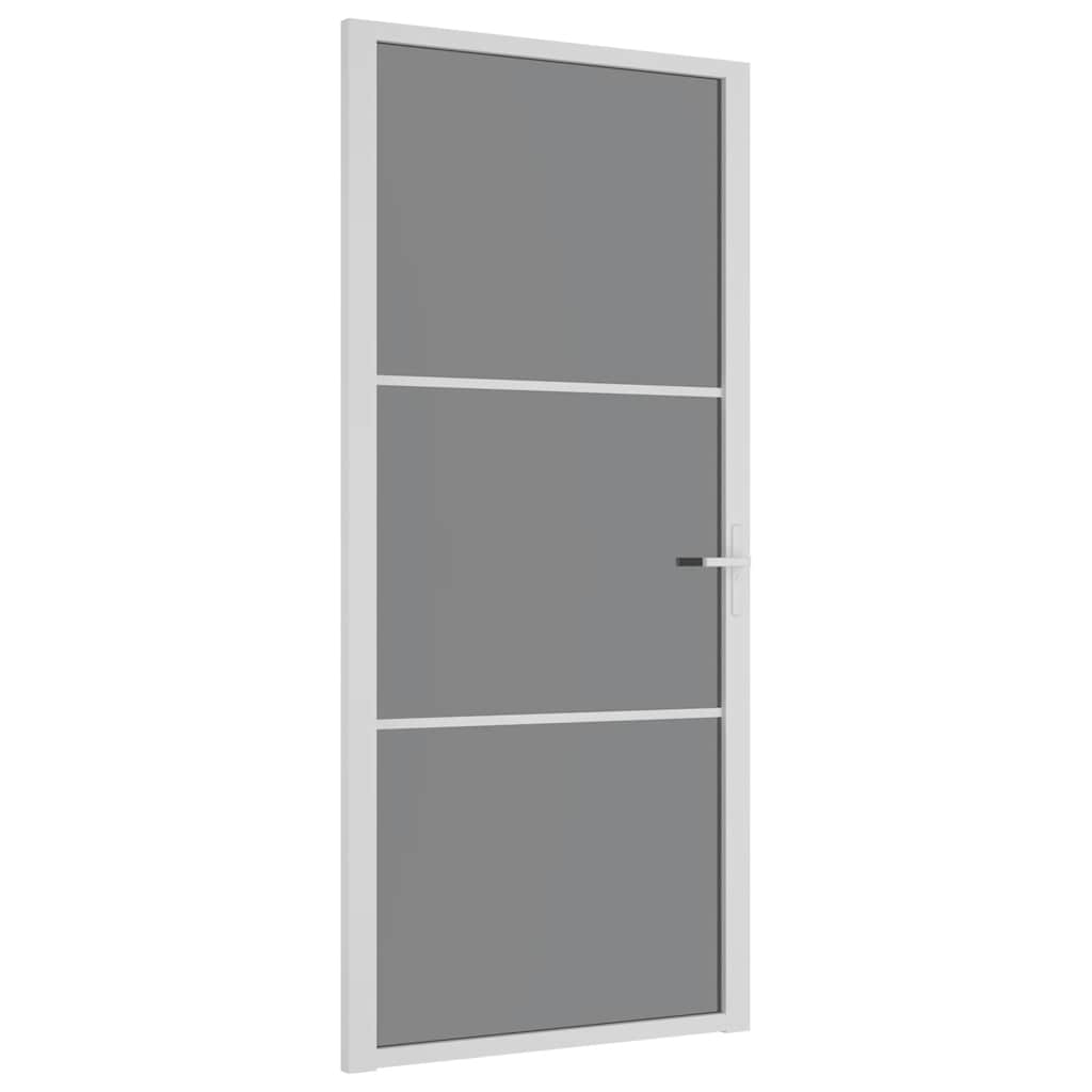 vidaXL Drzwi wewnętrzne, 93x201,5 cm, białe, szkło ESG i aluminium