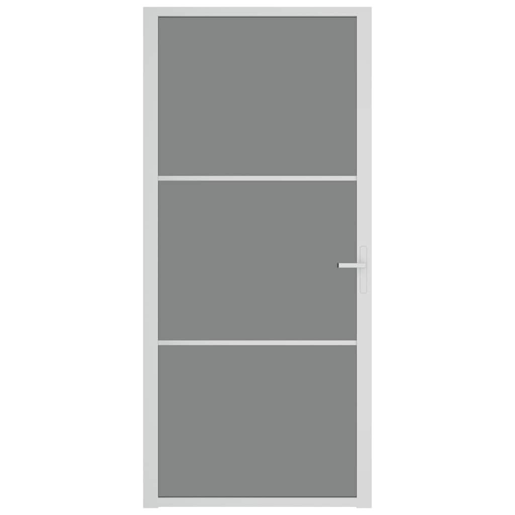 vidaXL Drzwi wewnętrzne, 93x201,5 cm, białe, szkło ESG i aluminium