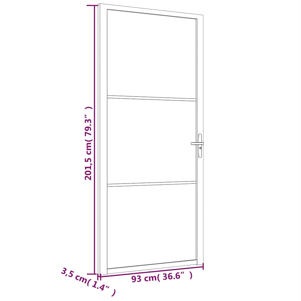vidaXL Drzwi wewnętrzne, 93x201,5 cm, białe, szkło ESG i aluminium