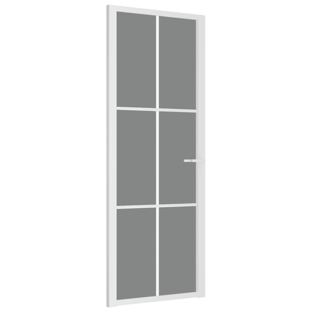 vidaXL Drzwi wewnętrzne, 76x201,5 cm, białe, szkło ESG i aluminium