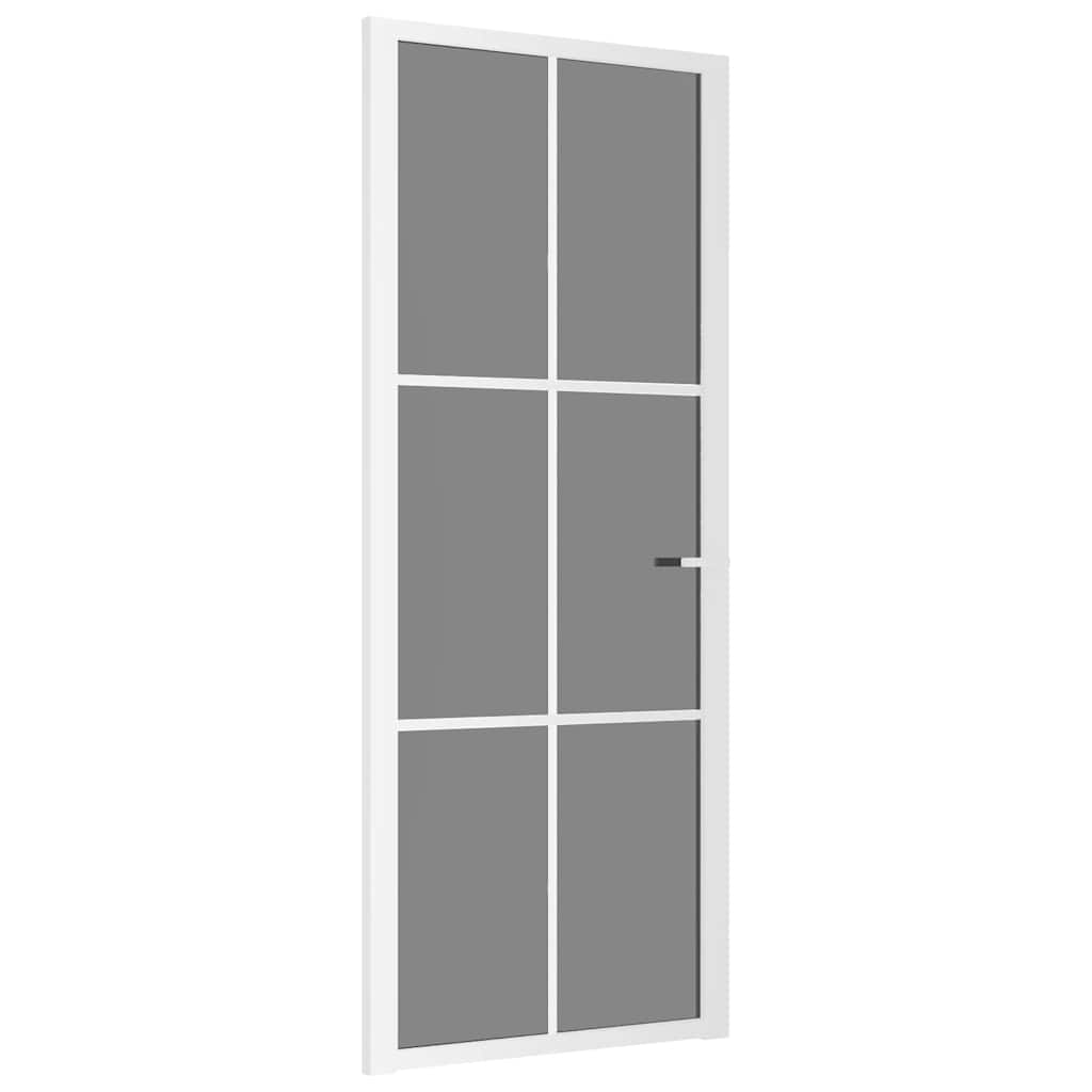 vidaXL Drzwi wewnętrzne, 83x201,5 cm, białe, szkło ESG i aluminium