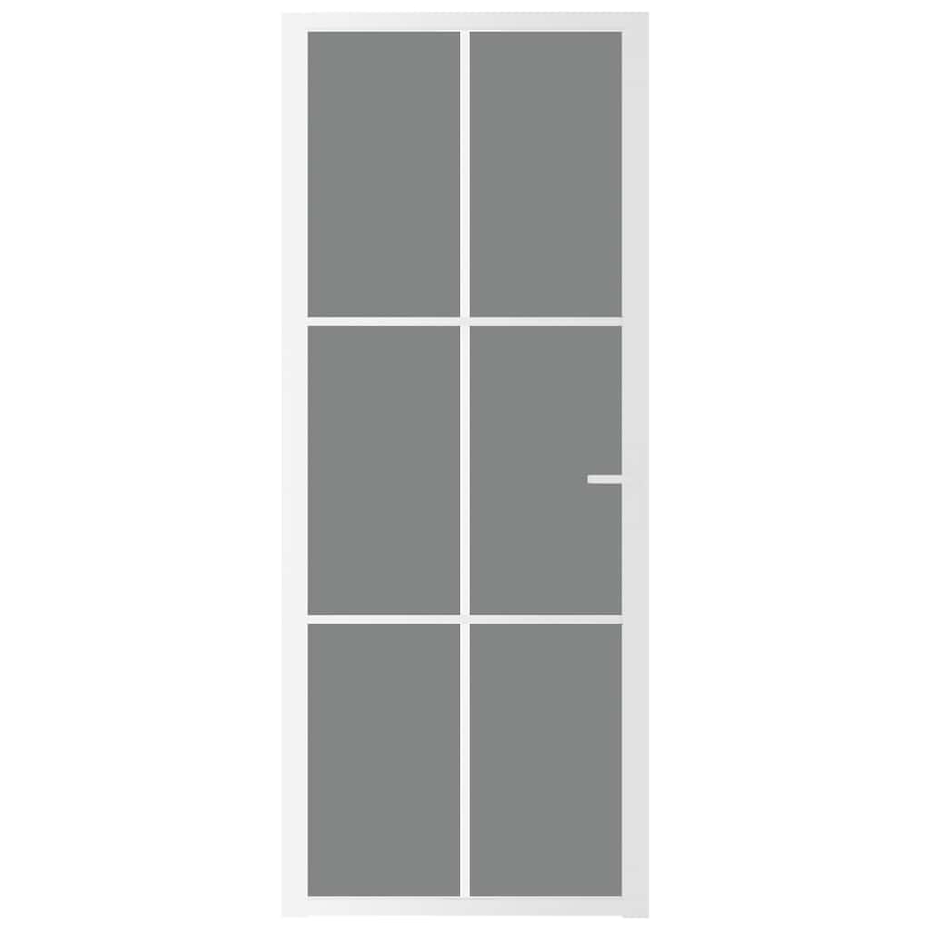 vidaXL Drzwi wewnętrzne, 83x201,5 cm, białe, szkło ESG i aluminium