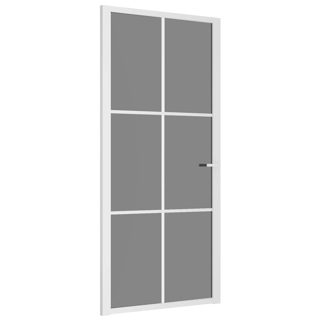 vidaXL Drzwi wewnętrzne, 93x201,5 cm, białe, szkło ESG i aluminium
