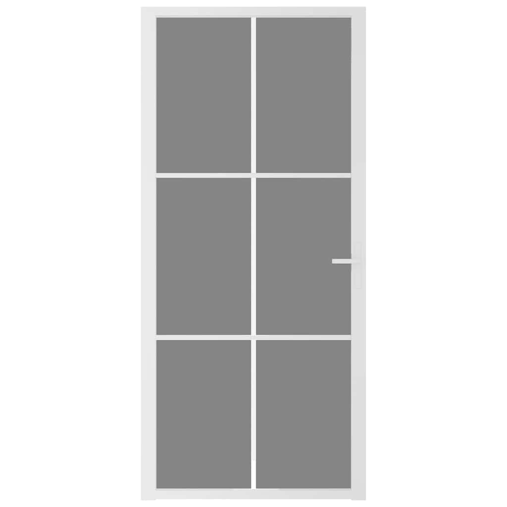 vidaXL Drzwi wewnętrzne, 93x201,5 cm, białe, szkło ESG i aluminium