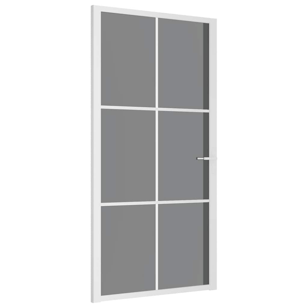vidaXL Drzwi wewnętrzne, 102,5x201,5 cm, białe, szkło ESG i aluminium