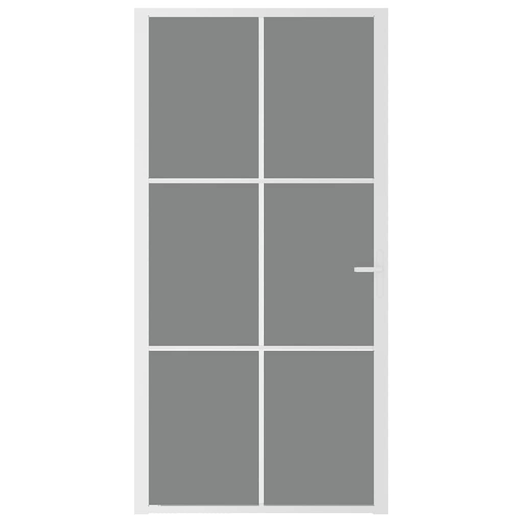 vidaXL Drzwi wewnętrzne, 102,5x201,5 cm, białe, szkło ESG i aluminium