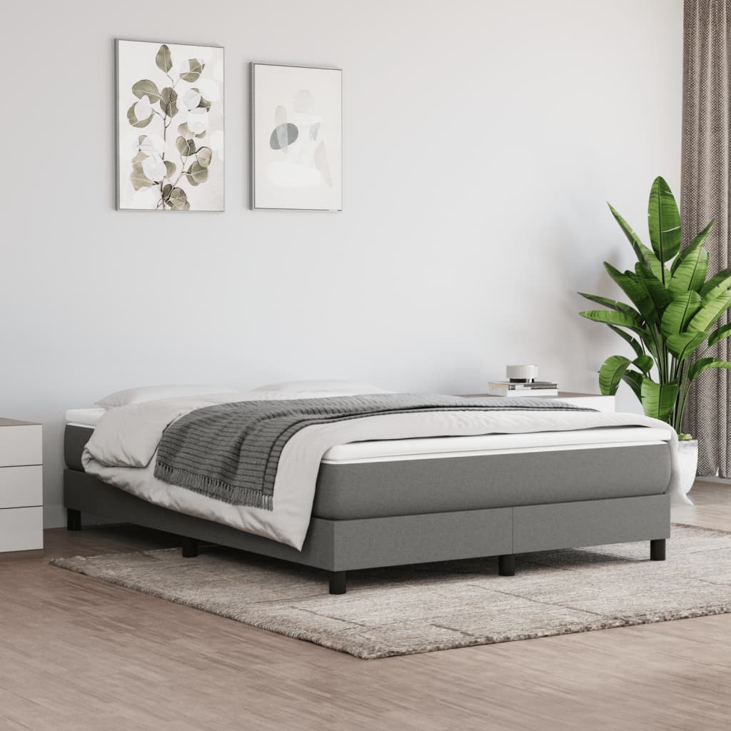 vidaXL Łóżko kontynentalne z materacem, ciemnoszara tkanina 140x190 cm