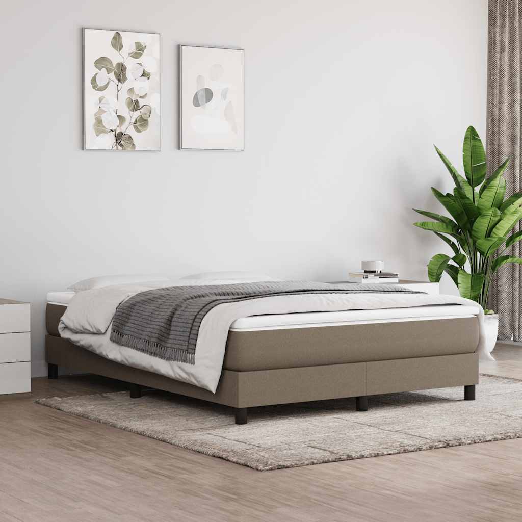 vidaXL Łóżko kontynentalne z materacem, taupe, tkanina, 140x190 cm