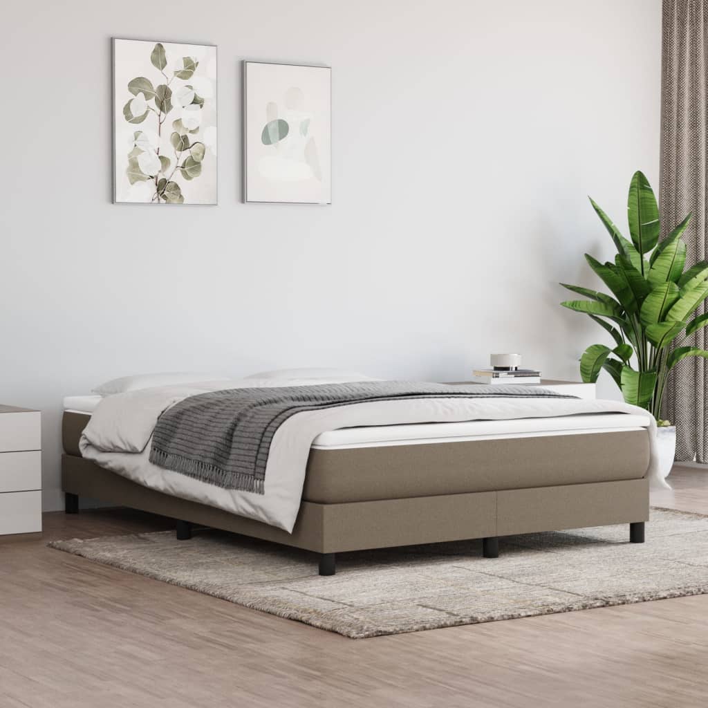 vidaXL Łóżko kontynentalne z materacem, taupe, tkanina, 160x200 cm
