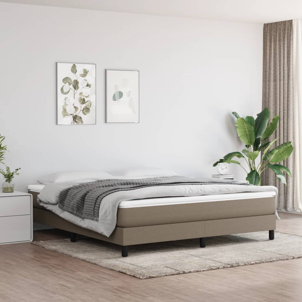 vidaXL Łóżko kontynentalne z materacem, taupe, tkanina, 180x200 cm