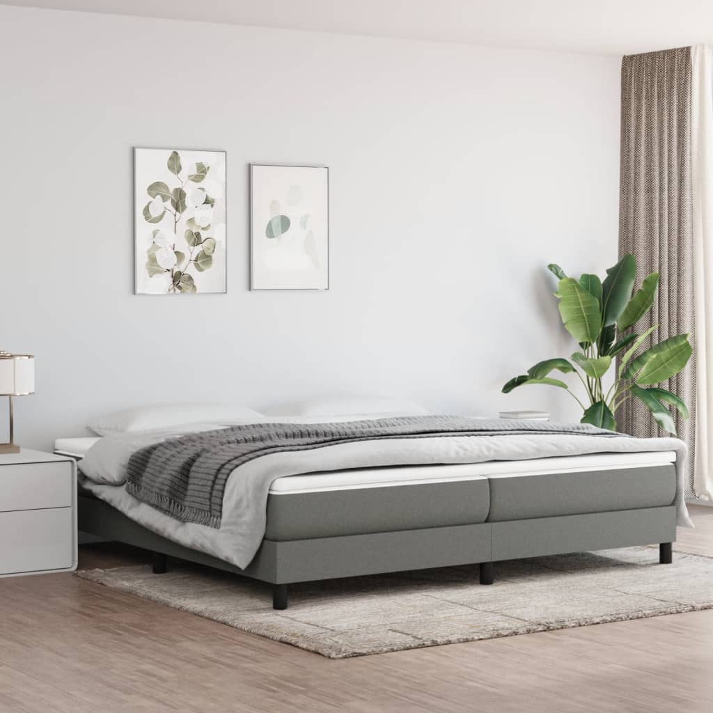 vidaXL Łóżko kontynentalne z materacem, ciemnoszara tkanina 200x200 cm
