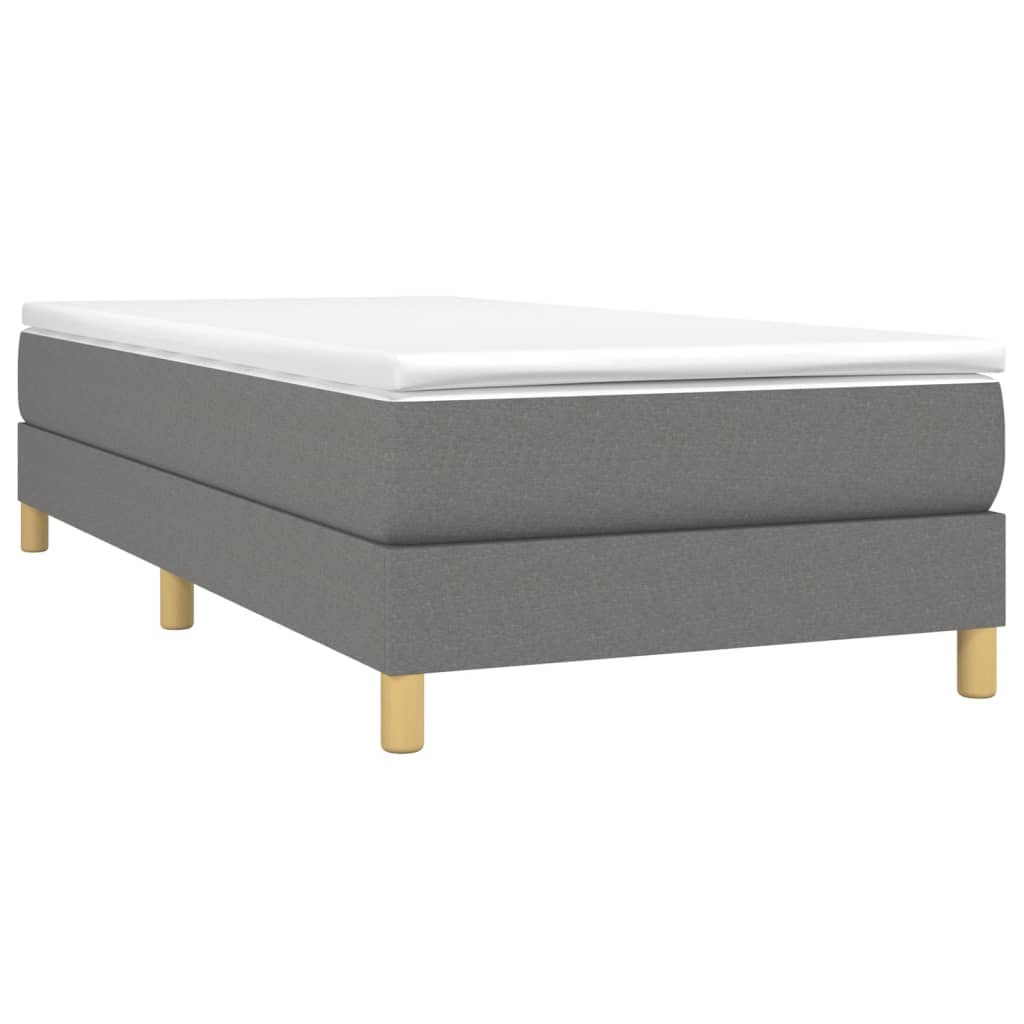 vidaXL Łóżko kontynentalne z materacem, ciemnoszara tkanina 90x200 cm