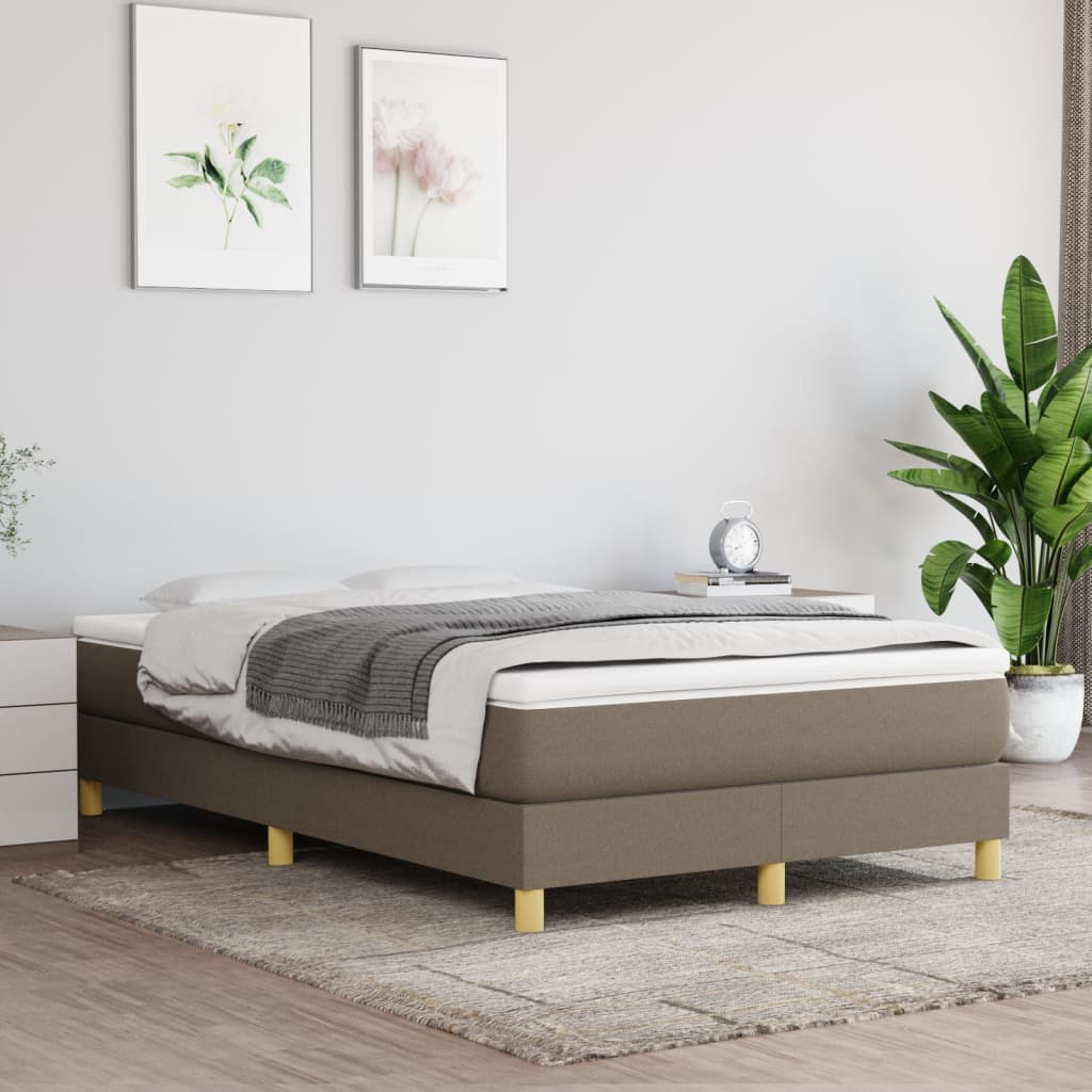 vidaXL Łóżko kontynentalne z materacem, taupe, tkanina, 120x200 cm