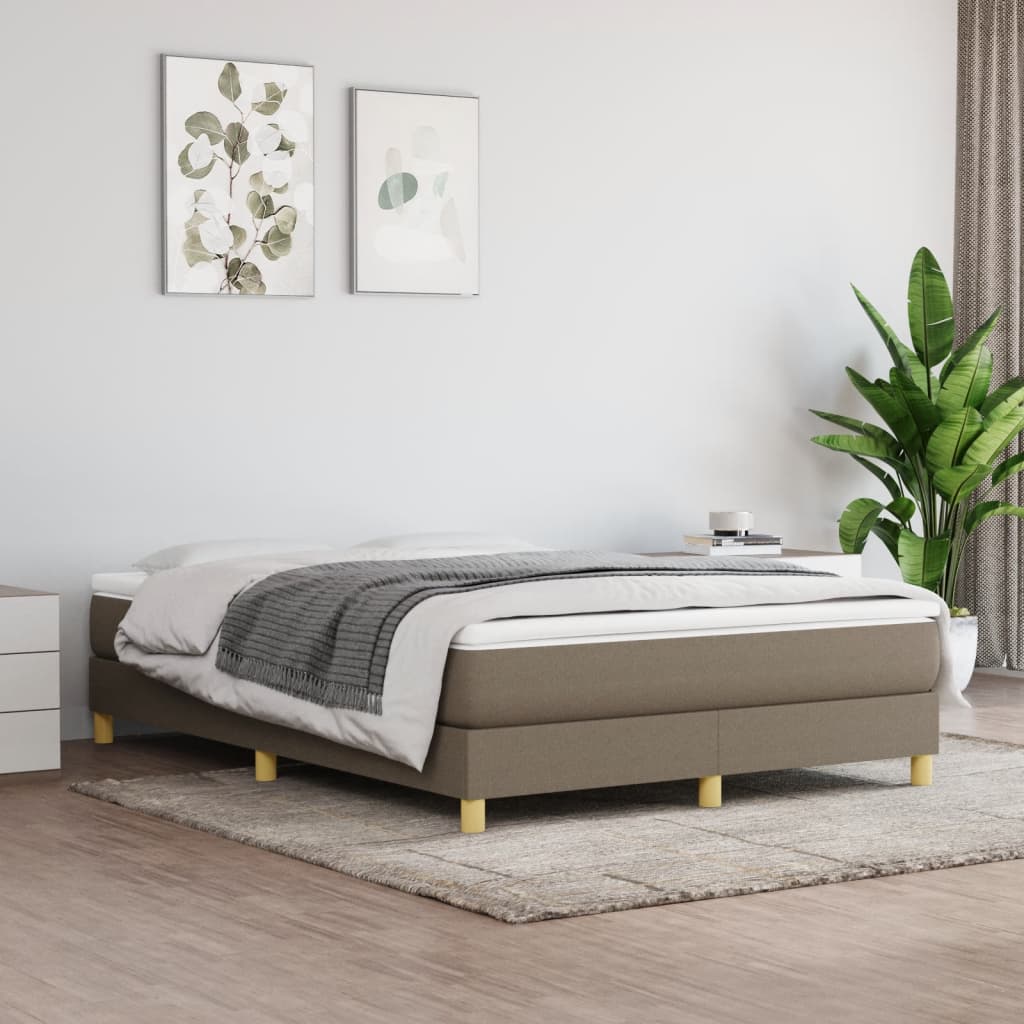 vidaXL Łóżko kontynentalne z materacem, taupe, tkanina, 140x190 cm