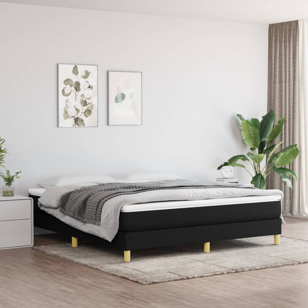 vidaXL Łóżko kontynentalne z materacem, czarne, tkanina 160x200 cm