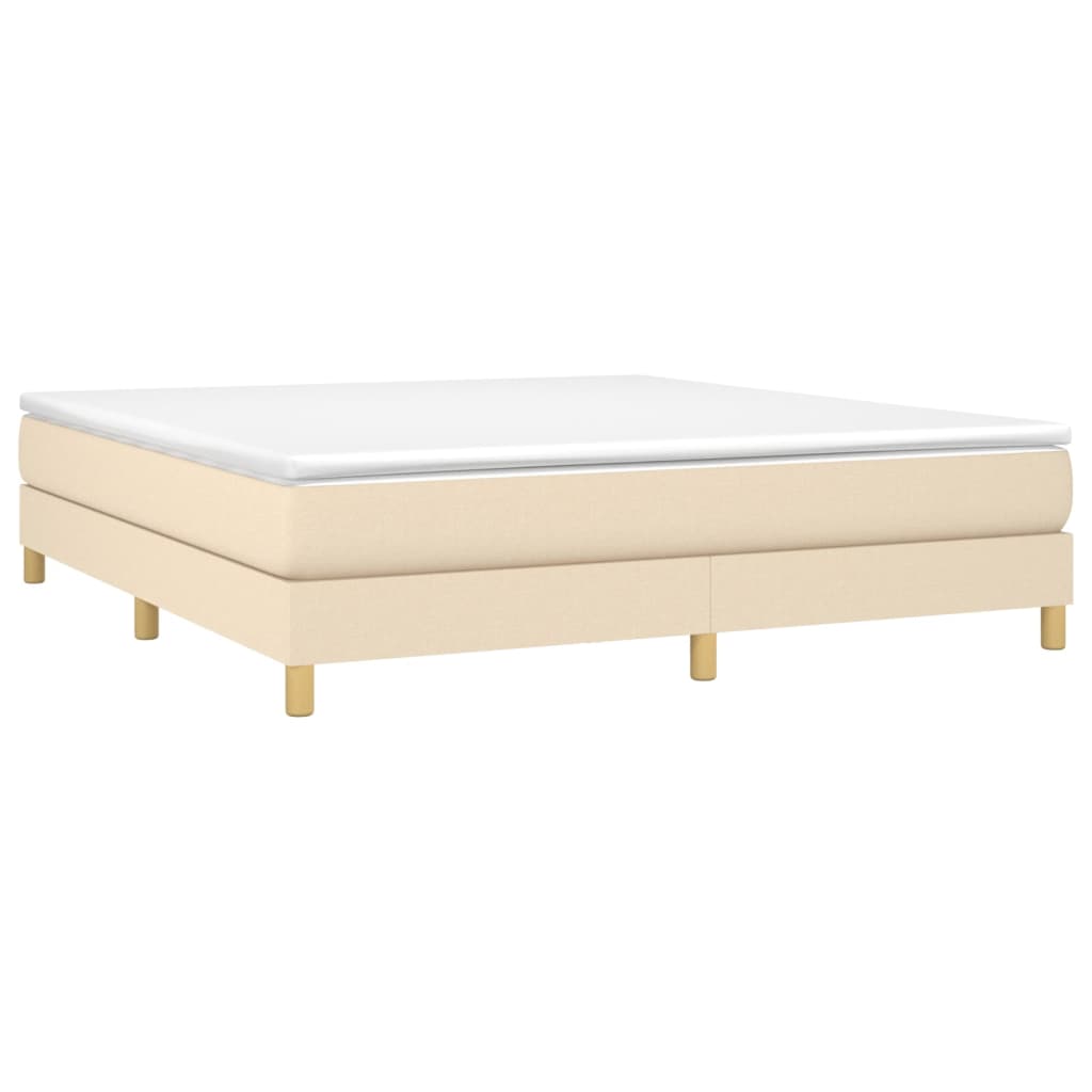 vidaXL Łóżko kontynentalne z materacem, kremowe, tkanina, 160x200 cm
