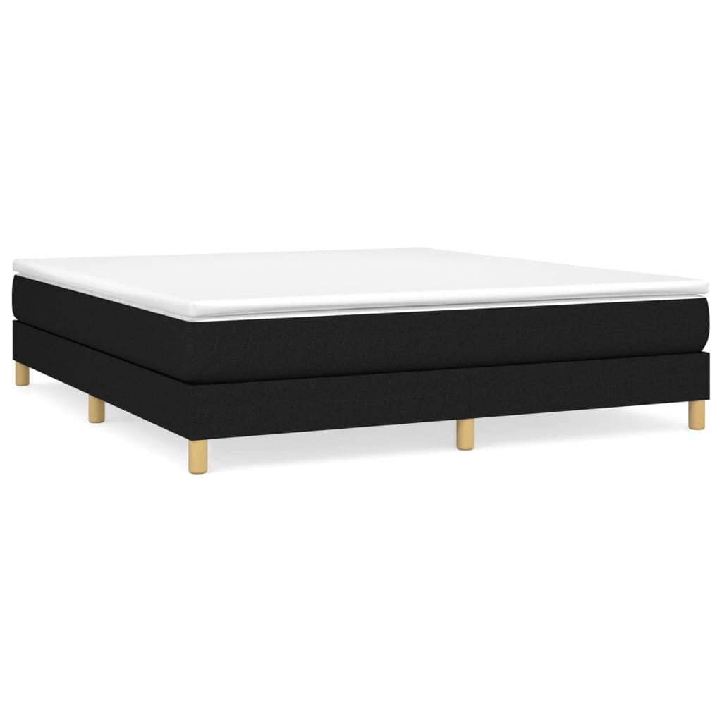 vidaXL Łóżko kontynentalne z materacem, czarne, tkanina 180x200 cm