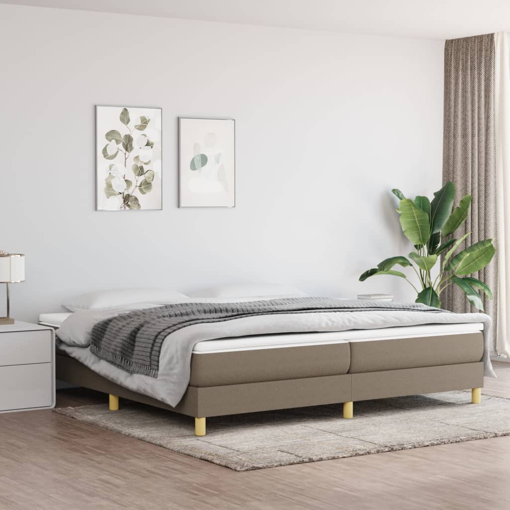 vidaXL Łóżko kontynentalne z materacem, taupe, tkanina, 200x200 cm