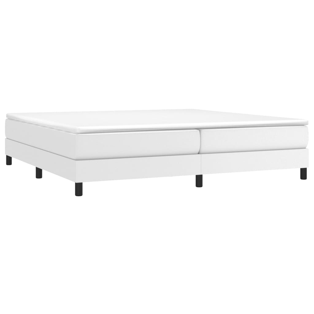 vidaXL Łóżko kontynentalne z materacem, białe, ekoskóra 200x200 cm