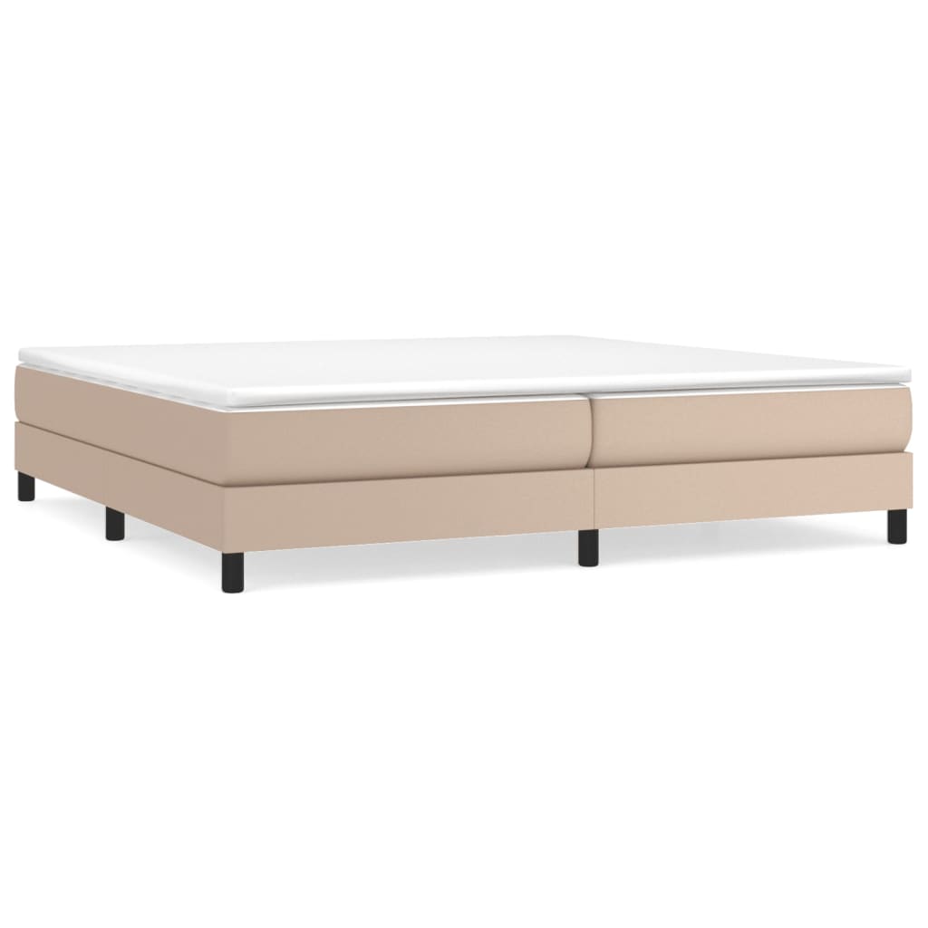 vidaXL Łóżko kontynentalne z materacem, cappuccino ekoskóra 200x200 cm