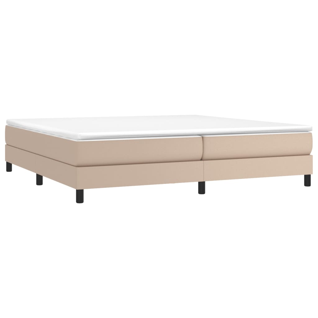 vidaXL Łóżko kontynentalne z materacem, cappuccino ekoskóra 200x200 cm