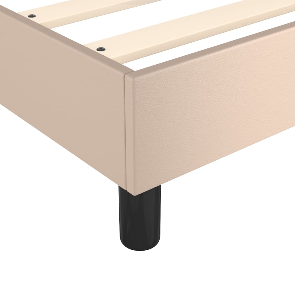 vidaXL Łóżko kontynentalne z materacem, cappuccino ekoskóra 200x200 cm