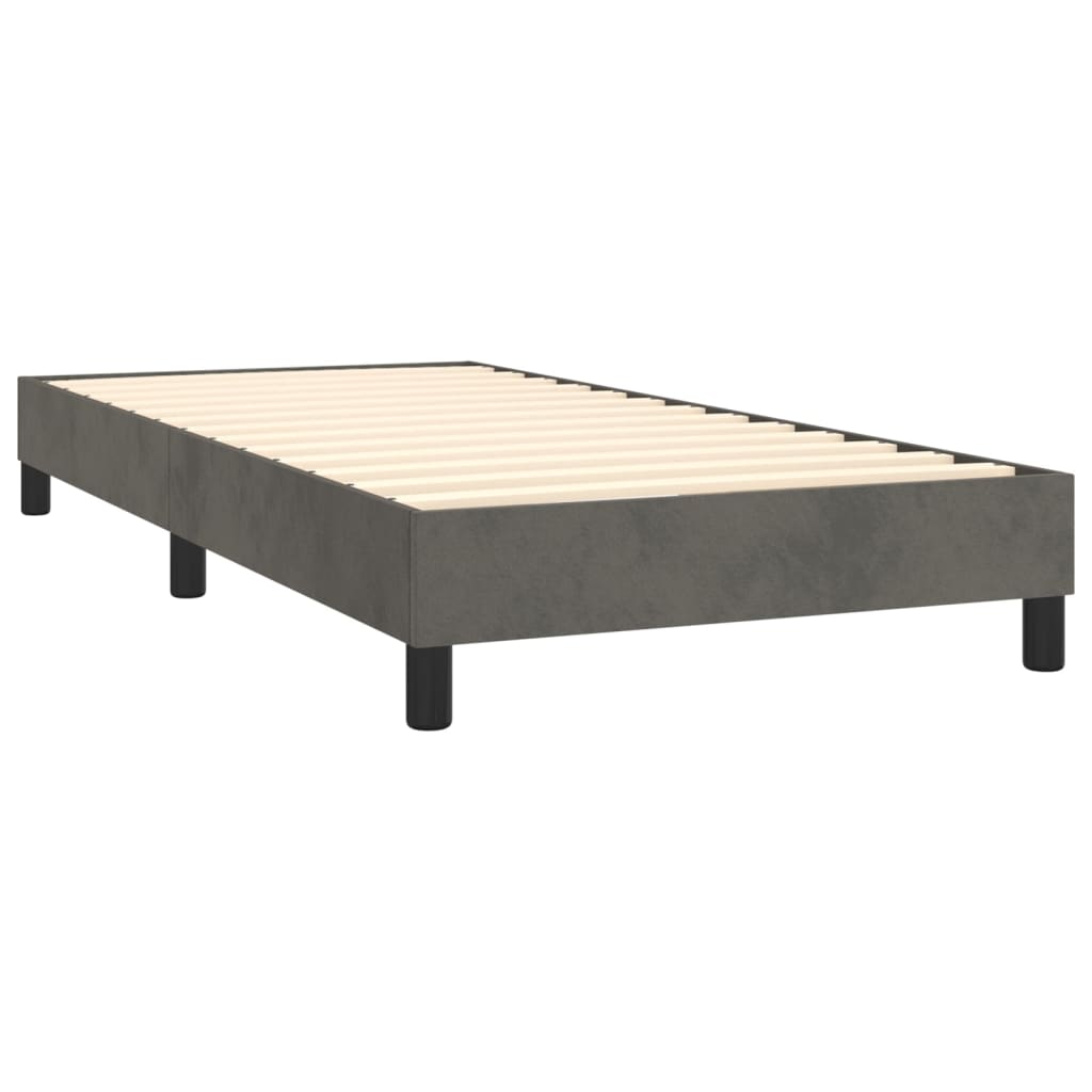 vidaXL Łóżko kontynentalne z materacem, ciemnoszary aksamit, 100x200cm