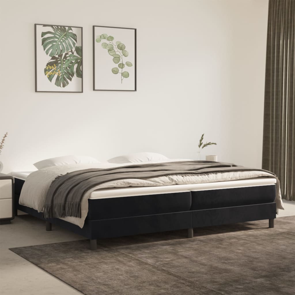 vidaXL Łóżko kontynentalne z materacem, czarne, aksamit 200x200 cm