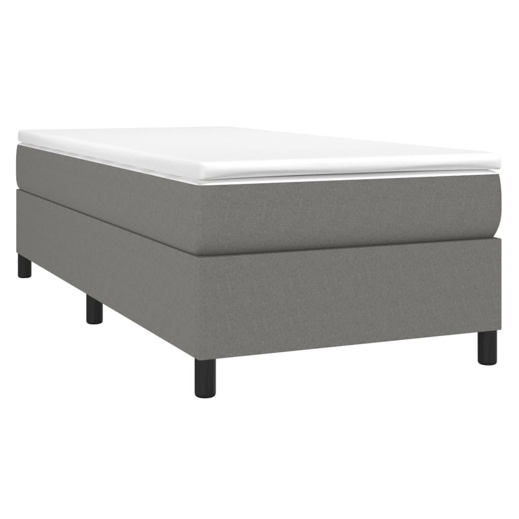 vidaXL Łóżko kontynentalne z materacem, ciemnoszara tkanina 90x190 cm