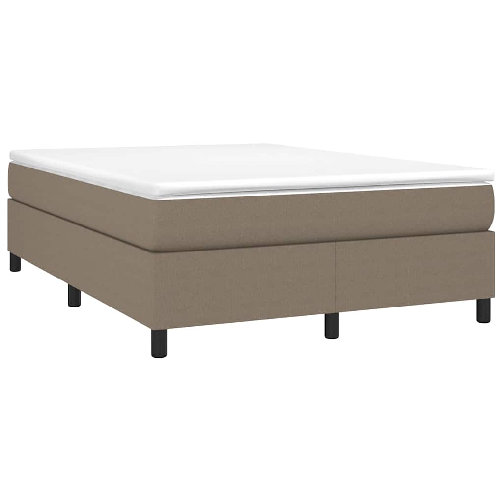 vidaXL Łóżko kontynentalne z materacem, taupe, tkanina, 140x190 cm