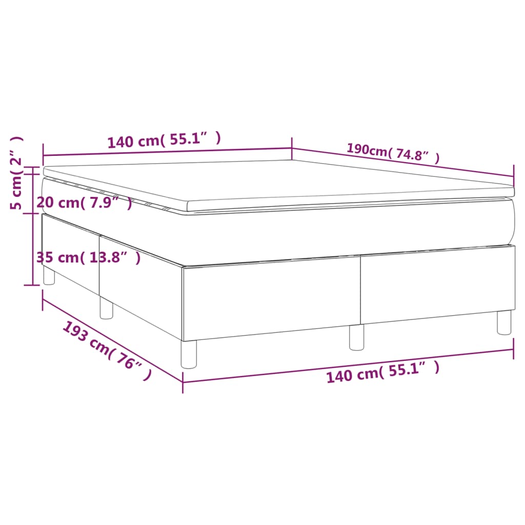 vidaXL Łóżko kontynentalne z materacem, niebieskie, tkanina 140x190 cm