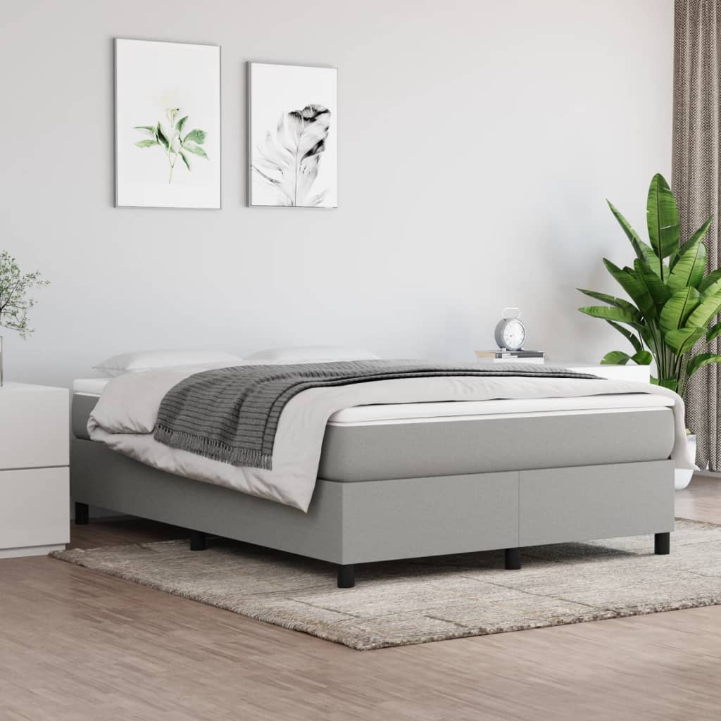 vidaXL Łóżko kontynentalne z materacem, jasnoszare 140x200 cm, tkanina