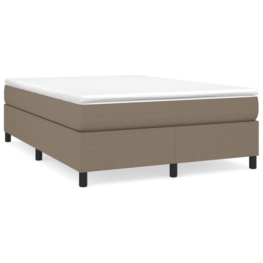 vidaXL Łóżko kontynentalne z materacem, taupe, tkanina, 140x200 cm