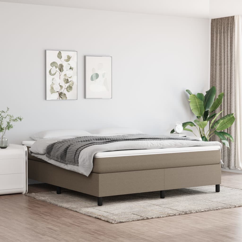 vidaXL Łóżko kontynentalne z materacem, taupe, tkanina, 180x200 cm
