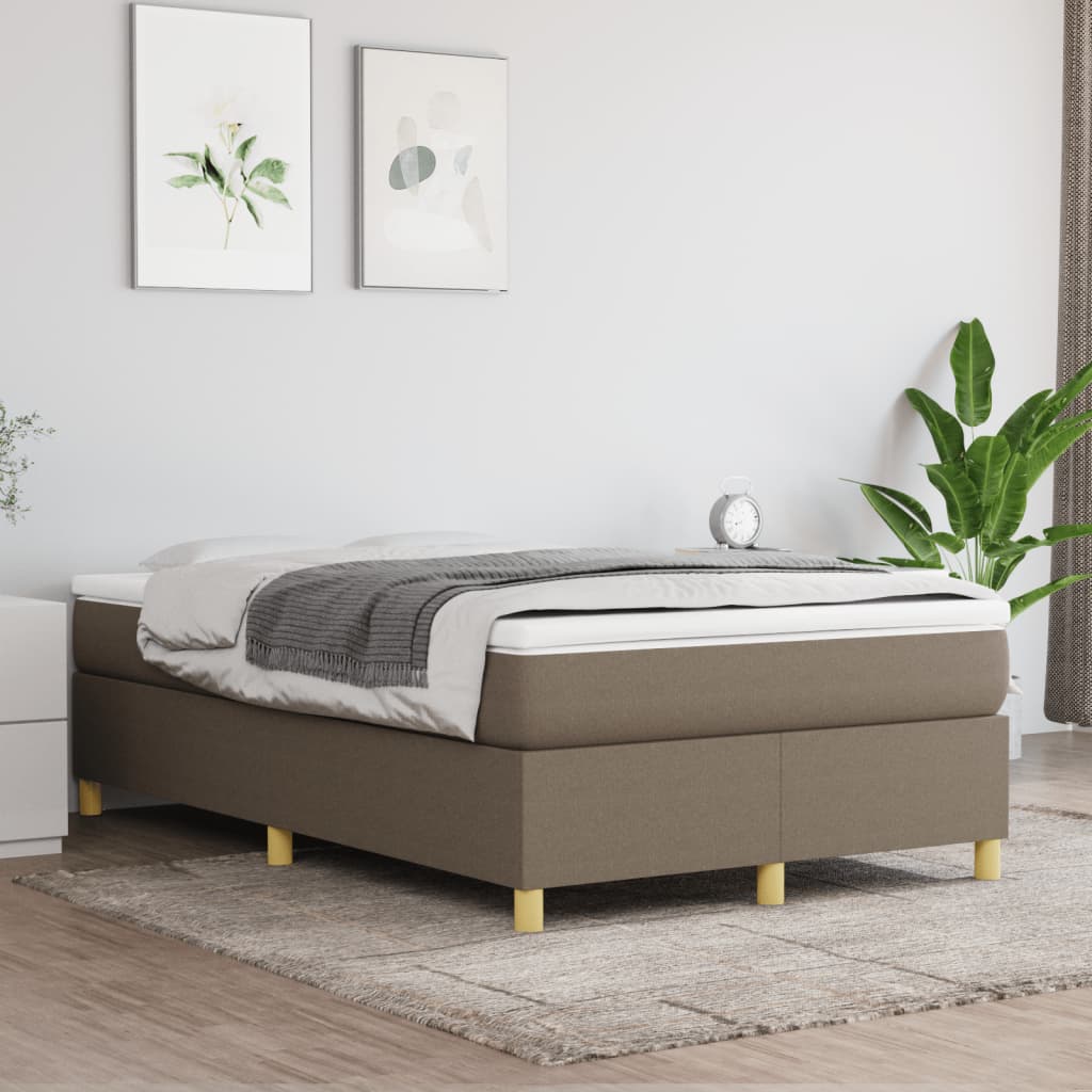 vidaXL Łóżko kontynentalne z materacem, taupe, tkanina, 120x200 cm
