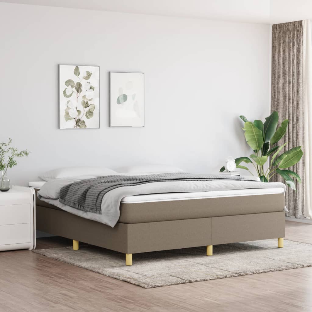 vidaXL Łóżko kontynentalne z materacem, taupe, tkanina, 160x200 cm