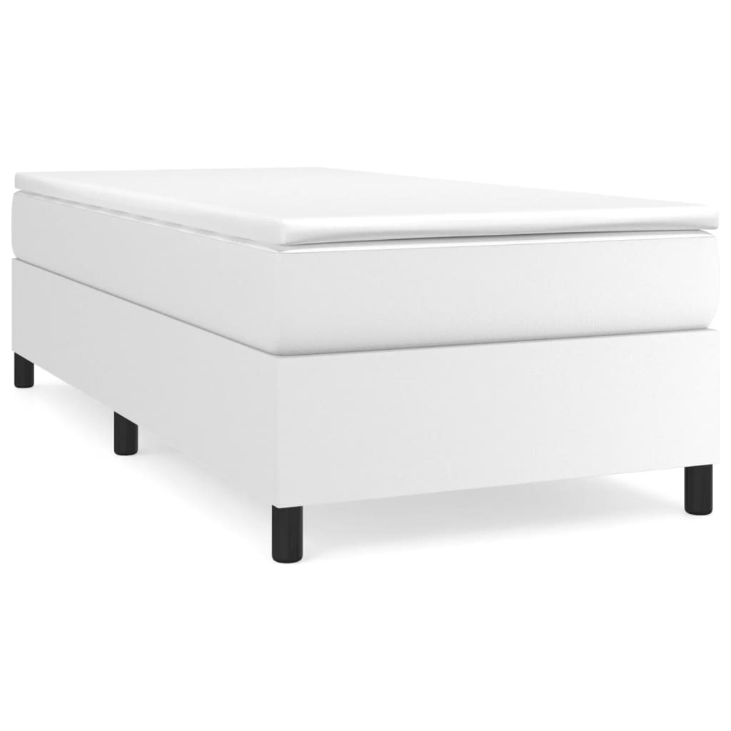 vidaXL Łóżko kontynentalne z materacem, białe, ekoskóra 90x190 cm