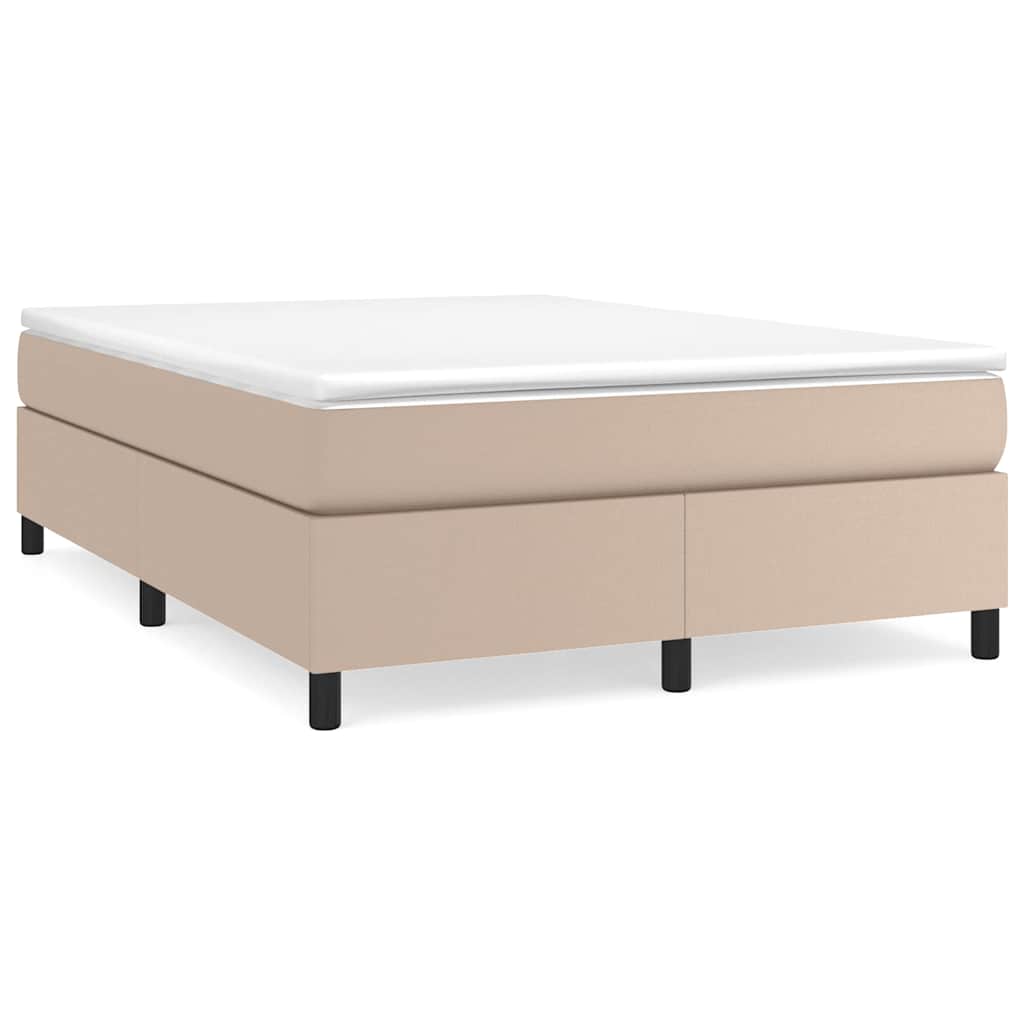 vidaXL Łóżko kontynentalne z materacem, cappuccino ekoskóra 180x200 cm
