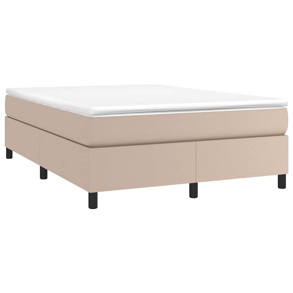 vidaXL Łóżko kontynentalne z materacem, cappuccino ekoskóra 180x200 cm
