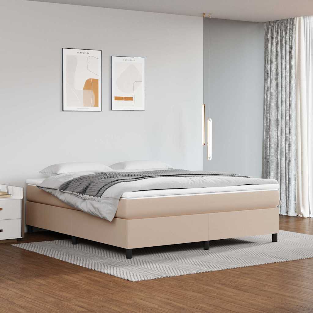 vidaXL Łóżko kontynentalne z materacem, cappuccino ekoskóra 180x200 cm