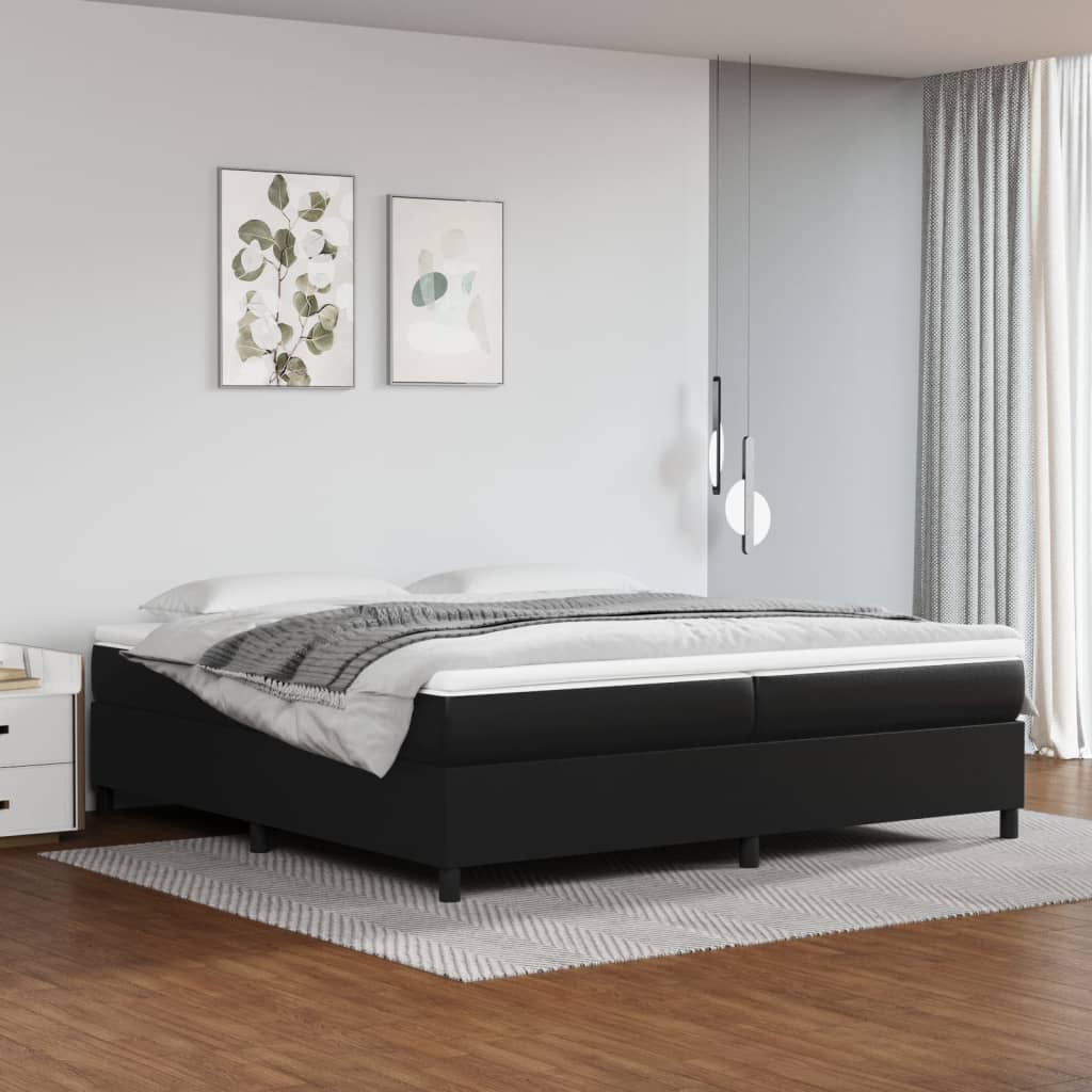 vidaXL Łóżko kontynentalne z materacem, czarne, ekoskóra 200x200 cm