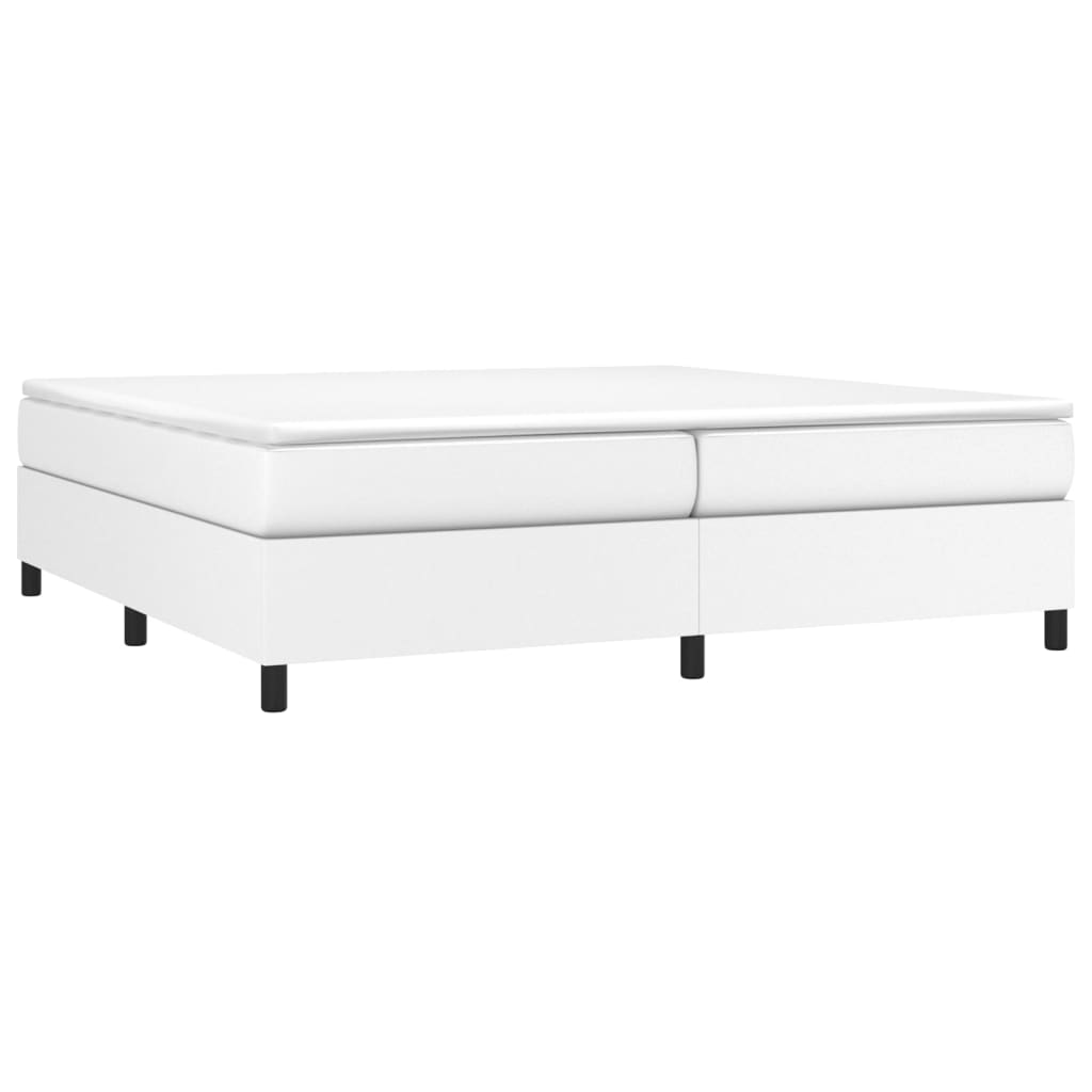 vidaXL Łóżko kontynentalne z materacem, białe, ekoskóra 200x200 cm