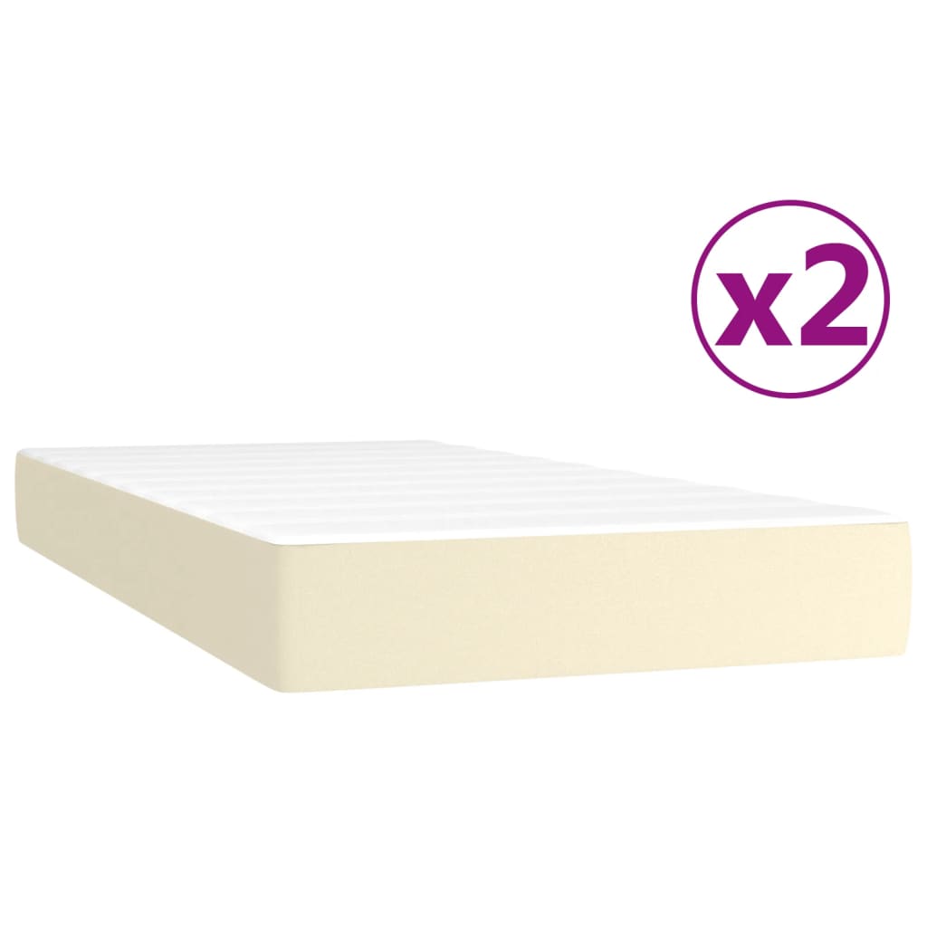 vidaXL Łóżko kontynentalne z materacem, kremowe, ekoskóra 200x200 cm