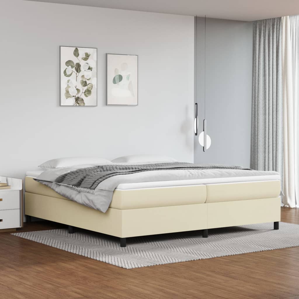 vidaXL Łóżko kontynentalne z materacem, kremowe, ekoskóra 200x200 cm
