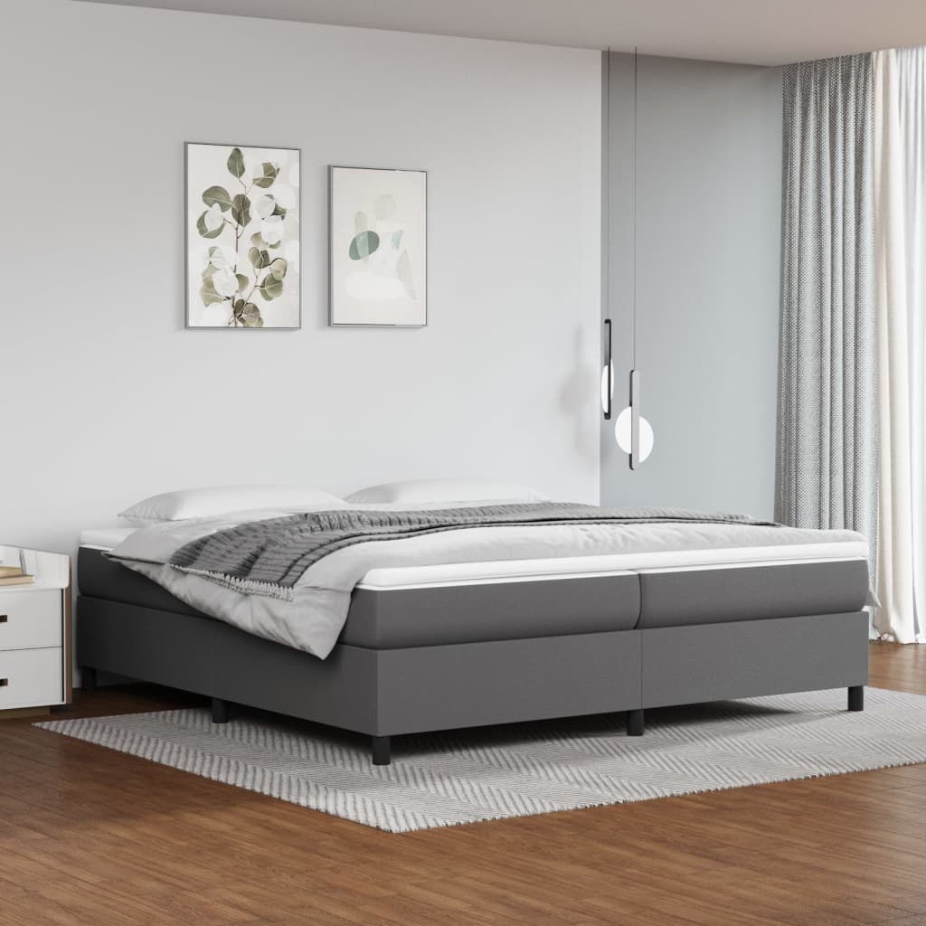 vidaXL Łóżko kontynentalne z materacem, szare, ekoskóra 200x200 cm