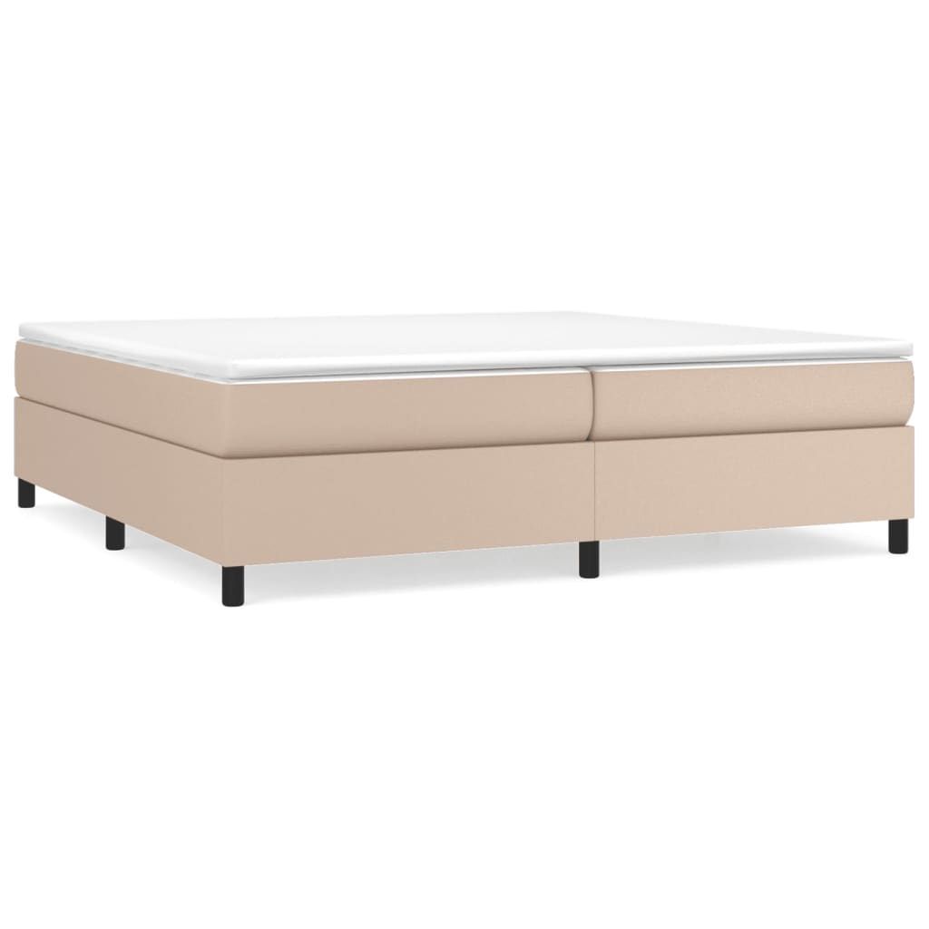 vidaXL Łóżko kontynentalne z materacem, cappuccino ekoskóra 200x200 cm