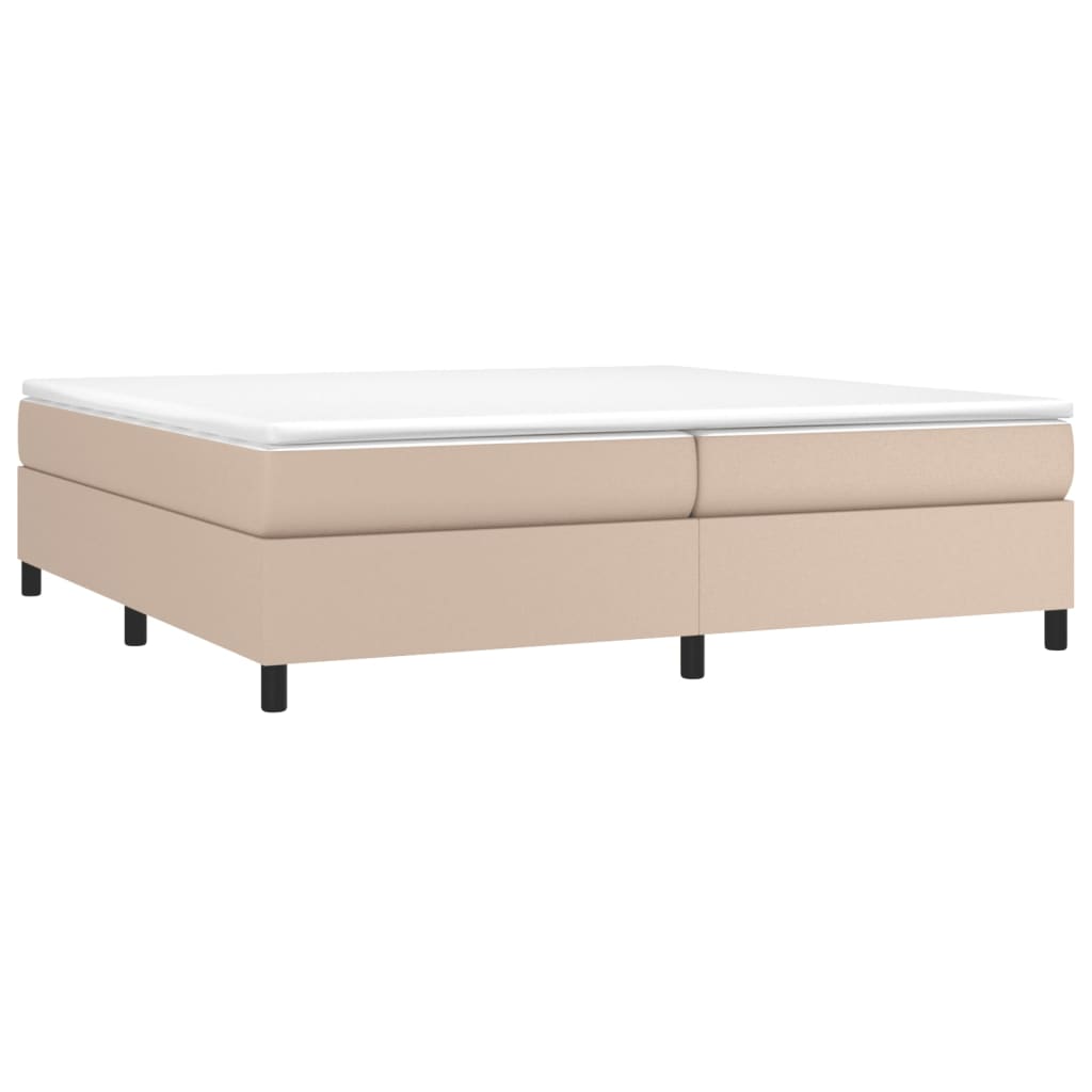 vidaXL Łóżko kontynentalne z materacem, cappuccino ekoskóra 200x200 cm
