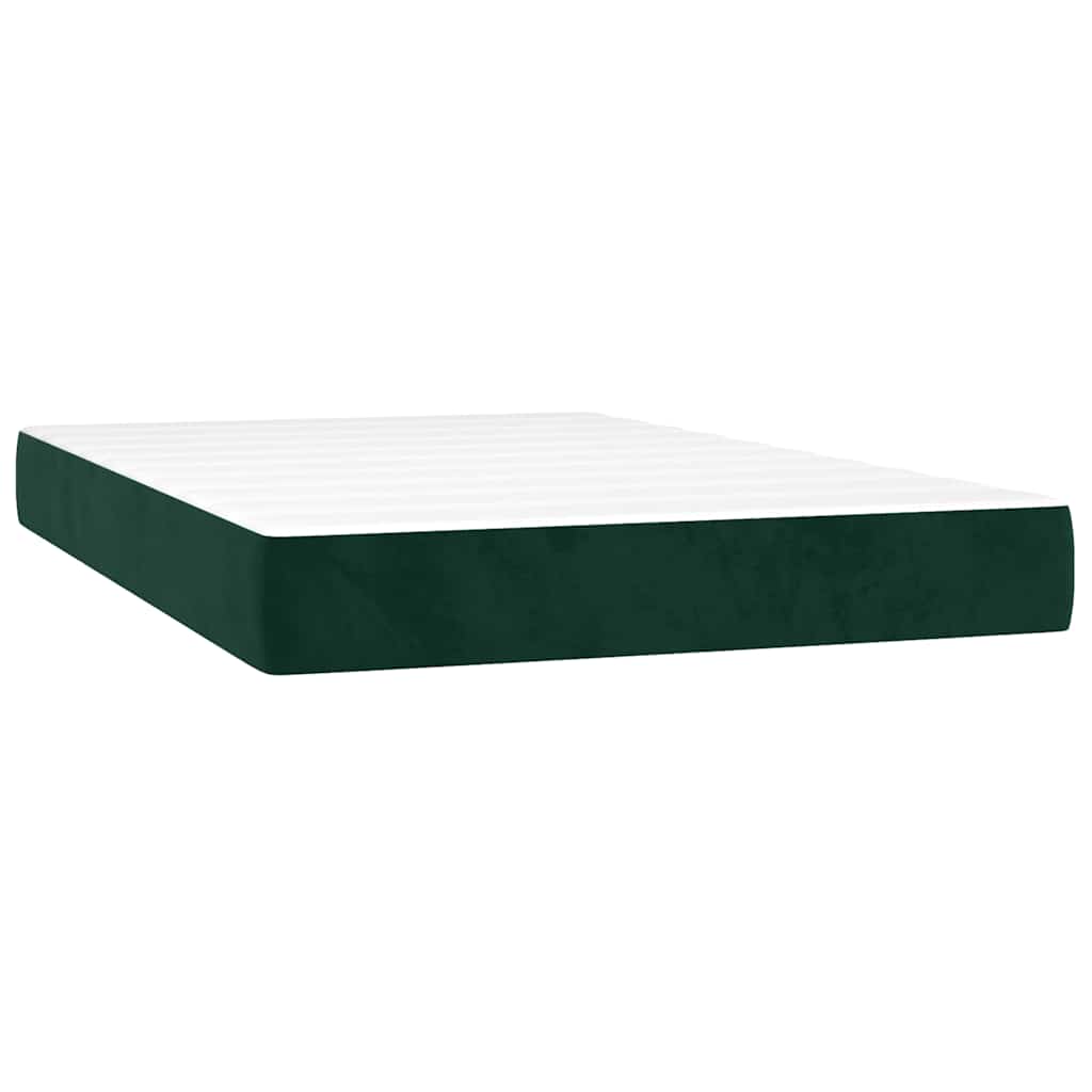 vidaXL Łóżko kontynentalne z materacem, ciemnozielone, 120x200 cm