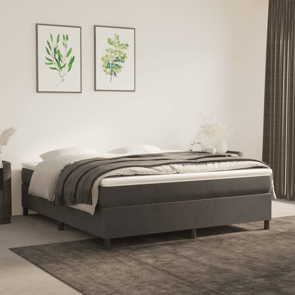 vidaXL Łóżko kontynentalne z materacem, ciemnoszare, 180x200cm aksamit